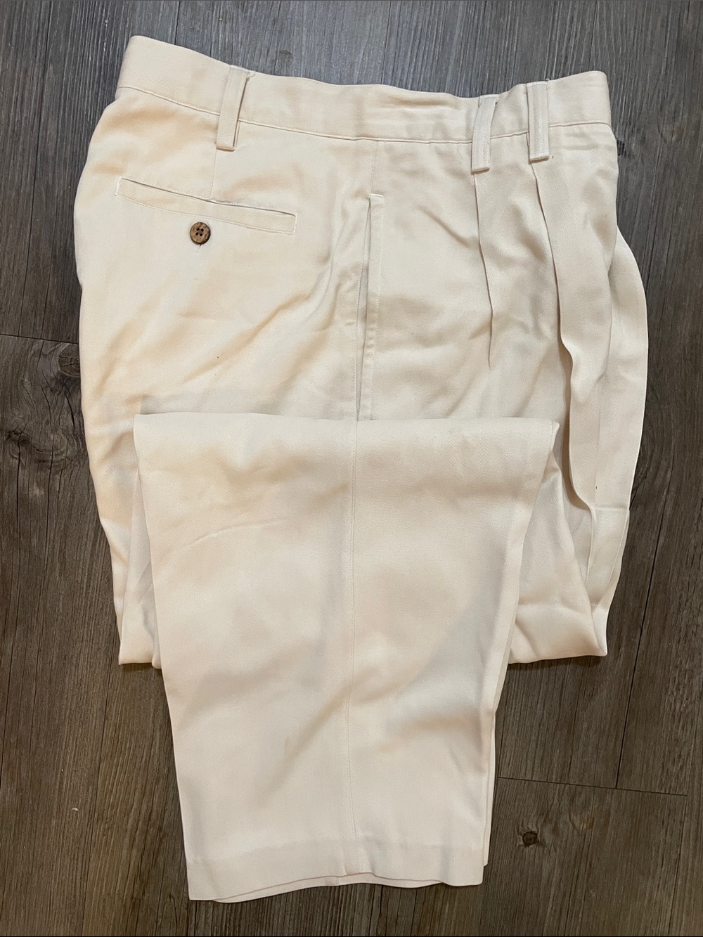 Tommy Bahama Mens Relax Silk Pants Pleated Beige Sz 35